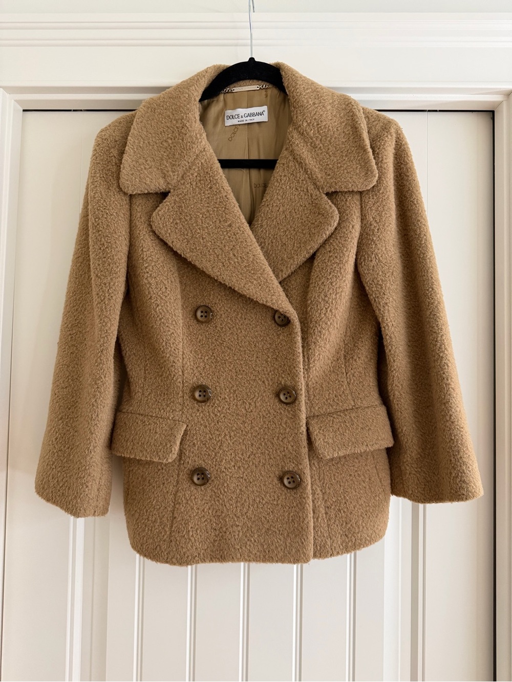 Like New ~ AUTH DOLCE & GABBANA Bouclé Camel Coat